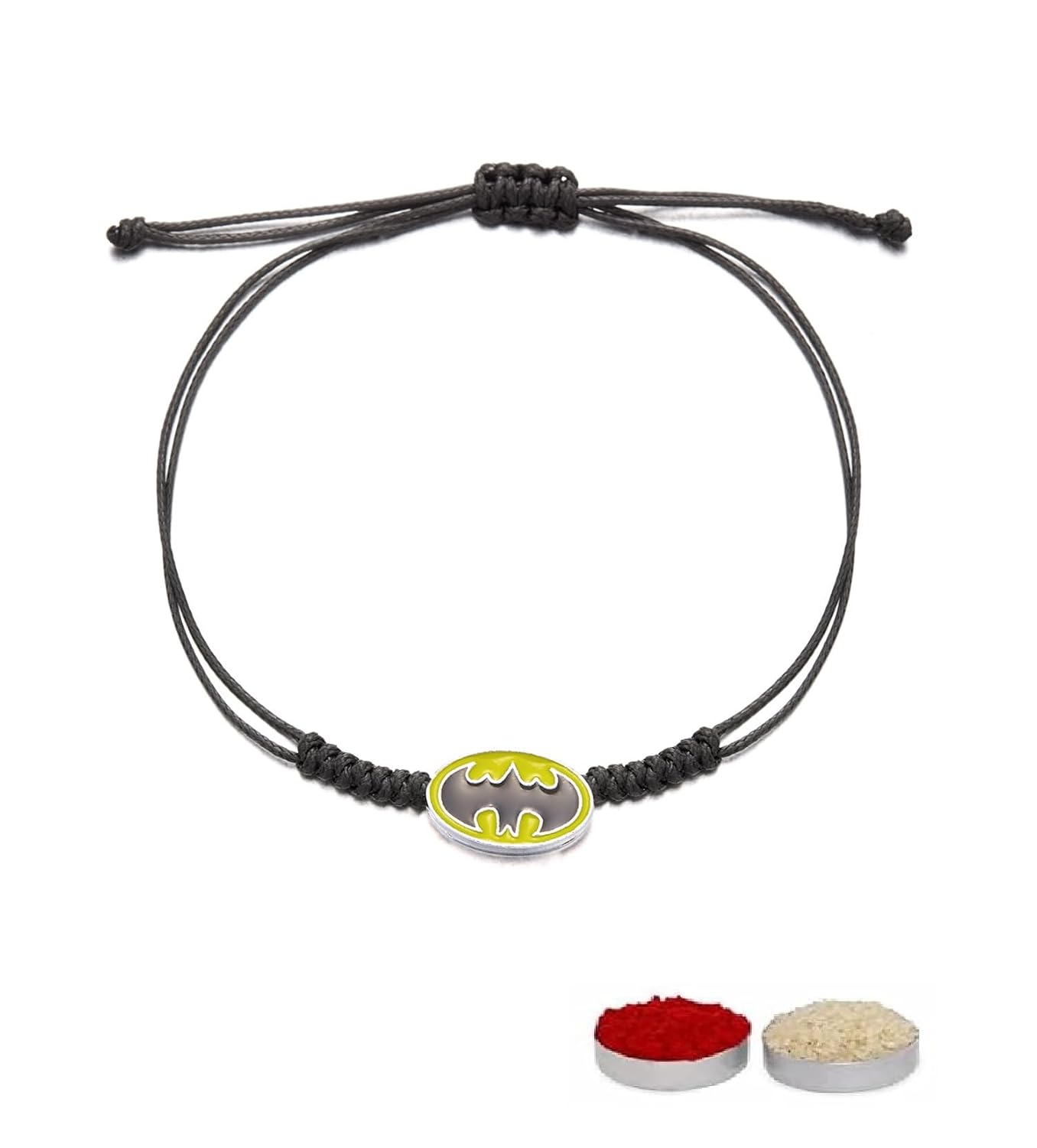 El Regalo 1PC Cute Kids Rakhis - Fancy Cartoon & Superhero Rakhi for Brother or Sister - Spiderman, Batman, Kitty - With Roli Chawal in Rakhi Box (Batman)