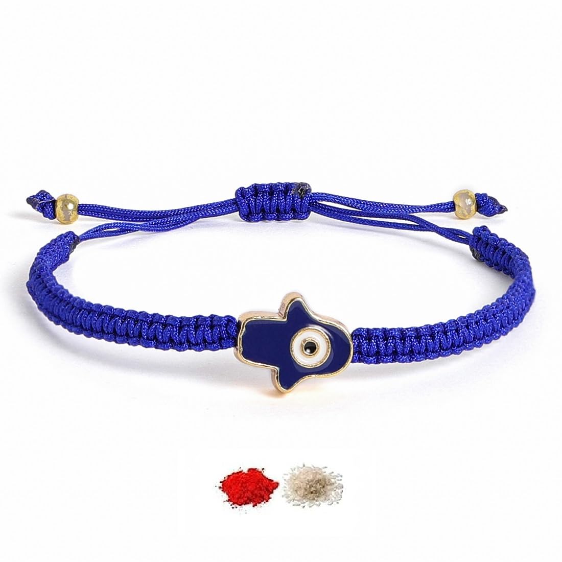 El Regalo 1 PC Hamsa Hand Evil Eye Nazaria Rakhi for Brother- Fancy Evil Eye Rakhi Gift Box with 1 PC Rakhi, Shagun Pack & Rakhi Message Card in Rakhi Gift Box (Blue Hamsa Rakhi)