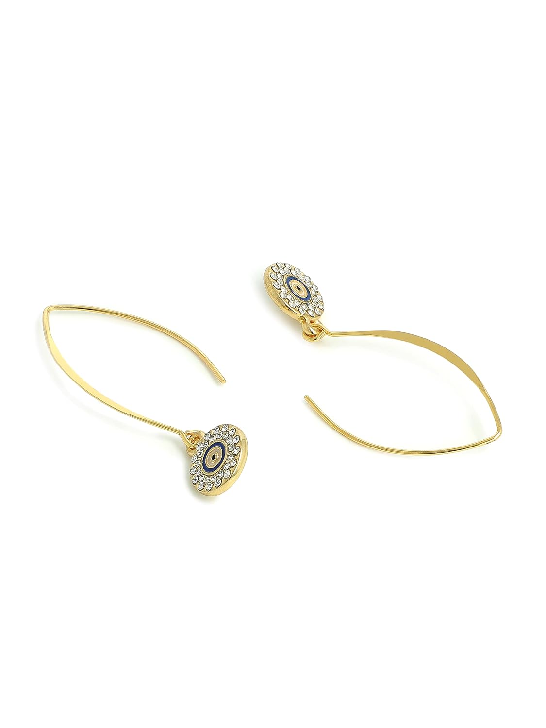El Regalo Zircon Evil Eye Long Fish Hook Golden Earrings for Girls & Women - Evil Eye Earrings for Girls & Women