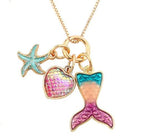 El Regalo 1 PC Kids Enamel Charms Pendant Necklaces For Girls/Teens- Unicorn Rainbow Mermaid Love Heart Starfish Shell Star Pendants Play Necklace Jewelry (Mermaid Star Heart Necklace)