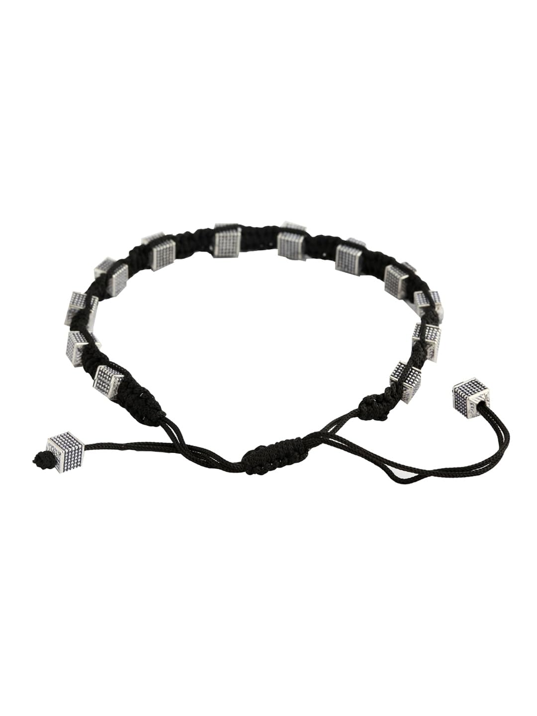 El Regalo Womens Silver-Plated & Black Thread Anklet