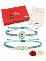 El Regalo 2PCs Rakhis for Brother- Evil Eye Rakhi Combo Set with 2 Rakhis, shagun Pack, Rakhi Message Card in Rakhi Gift Box (Option-3)