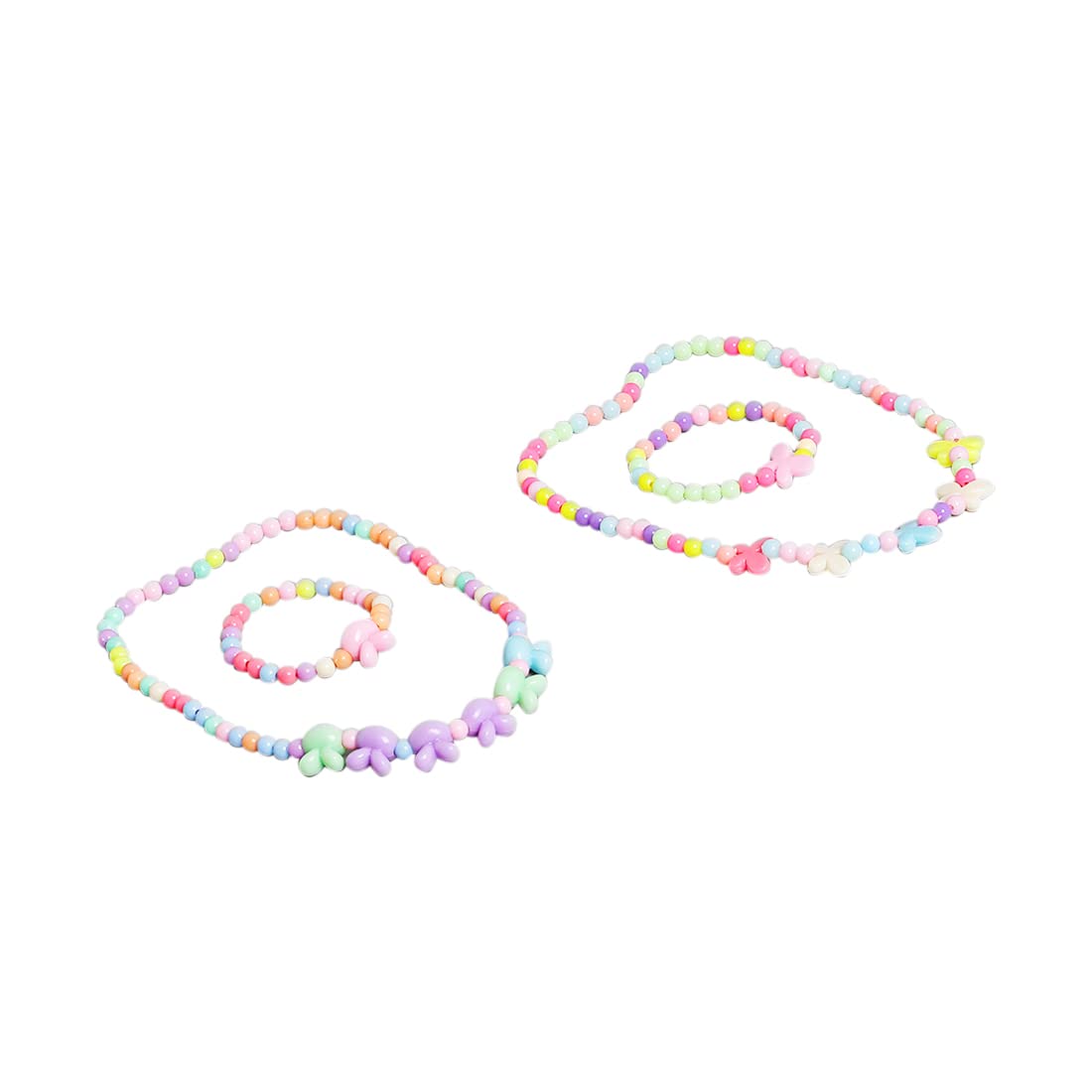 El Regalo 4 PCs Kids Beads Jewelry Combo Sets - Kids Beads 2 Necklace & 2 Bracelets Jewelry Sets for Girls & Toddlers (Option-2)