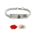 El Regalo 1 PC Stainless Steel OM Bracelets for Boys/Men - Statement Cuban Chain Bracelets for Men/Boys (OM Style-2)