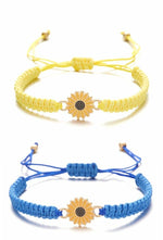 El Regalo 2 PCs Sunflower Daisy Bracelet - Adjustable Sunflower Bracelets for Best Friends/Besties - Sunflower Pinky Promise Bracelets for Kids Girls/Teens/Women (Yellow & Blue Sunflower Bracelet)