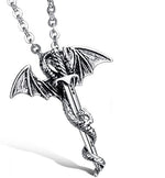 El Regalo Hip Hop Creative Sword Wing Dragon Pendant Chain Necklace for Boys/Men (Silver Sword)