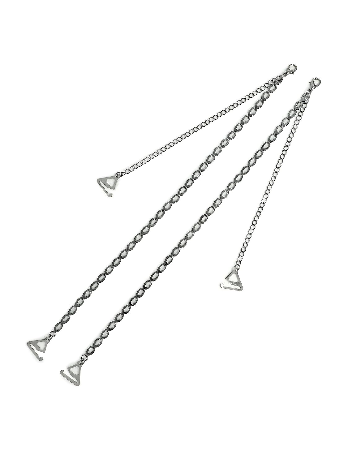 El Regalo 1 Pair Fancy Designer Chain Bra Straps for Off Shoulder Dresses or Wedding/Evening Gowns- Fancy Lingerie Straps Accessories (Gun Black)