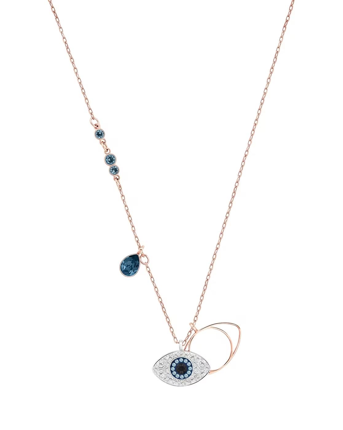 El Regalo 1 PC Stainless Steel NO RUST/ANTI TARNISH Evil Eye Pendant Necklace for Girls/Teens & Women- Designer Rose Gold Evil Eye Crystals Necklace