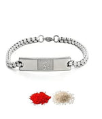 El Regalo 1 PC Stainless Steel OM Chain Rakhi for Brother/Bhai/Bhatija- Statement Cuban Chain OM Rakhi with shagun, Rakhi Message Card in Rakhi Gift Box (Style-1)