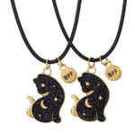 El Regalo Womens 2PCs BFF Best Friends Cats with Moon Stars Necklaces Set- Best Friends Necklace for 2 Color Change Due to Temperature BFF Jewelry Friendship Gifts