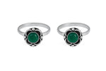 El Regalo Flowers Toe Rings For Women | Stones Toe Rings | Oxidized German Silver Flower Toe Rings Set with Stones (1 Pairs) for Women (Green Stones)