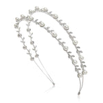 El Regalo Bridal Hair Accessory- Fancy Double-Layered Rhinestone & Pearl Vine Hairband for Girls & Women- Bridal, Bridesmaids HairBand (Silver)