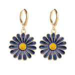 El Regalo 1 Pair Cute Daisy Flower Hook Earrings for Kids/Girls/Teens/Women- Hypoallergic Dainty Enamel Daisy Flowers Hook Earrings (Blue)