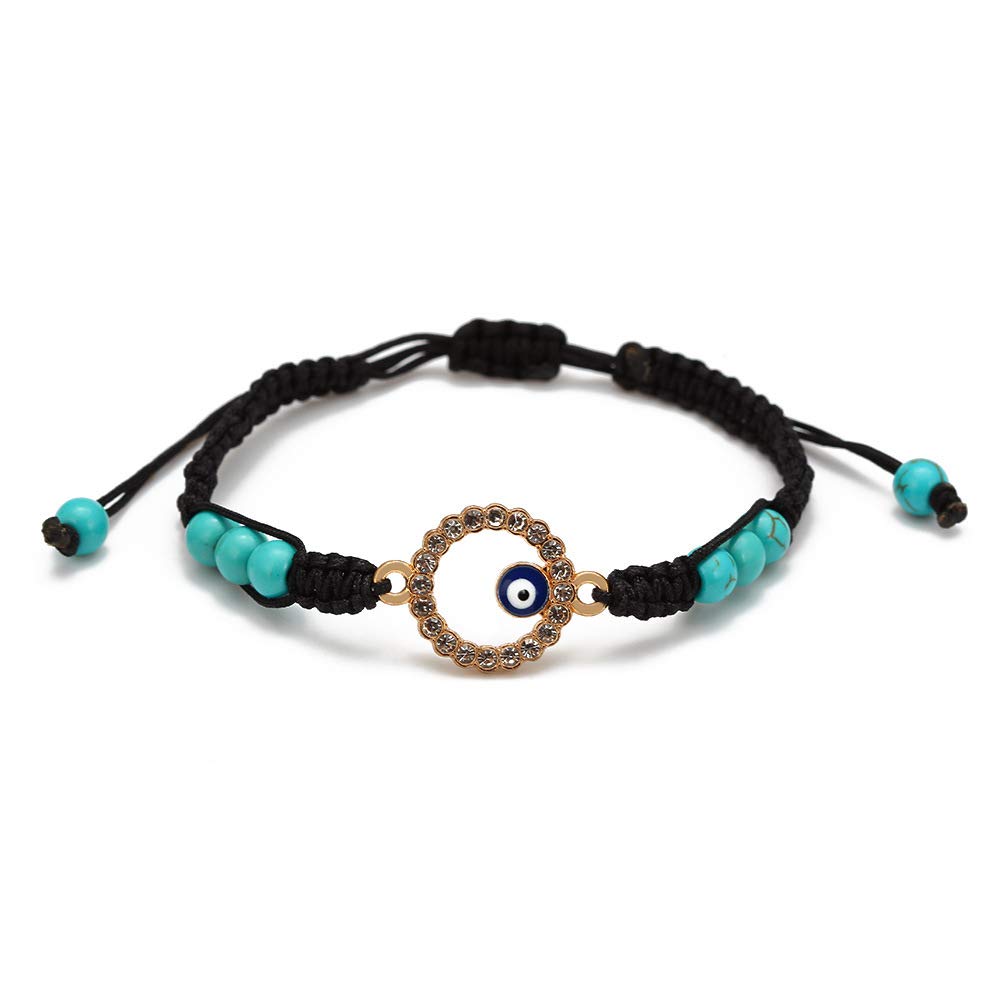 El Regalo With Evil Eye Evil Eye Bracelet For Unisex Adult (black And Turquoise)
