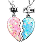El Regalo BFF 2PCs-Split Magnetic Matching Best Friends Forever Pendant Necklaces Set- Rainbow Hearts, Mermaid Shell, Unicorns, Butterflies Pendant Friendshi (Magnetic Mermaid Heart) For Unisex Adult