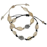 El Regalo Womens 2 Pcs Handmade Cowrie Shell Braided Bracelet Cum Anklet