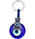 El Regalo 1 PC Cute Handmade Evil Eye KeyChain, Hanging Decor, Handcraft Keyring, Good Luck Keychain, Devil Blue Eyes Car Pendant Bag Charm (Owl Evil Eye)