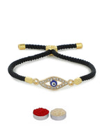 El Regalo Statement1PC Evil Eye Rakhi with Roli Chawal & Rakhi Message Card in Gift Box- Lucky Protection Rakhi to Avoid Negative Energies for Brother/Sister-in-Law/Niece or Nephew (Option-1)