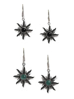 El Regalo Women's & Girl's 2 Pairs Of Contemporary Surya (Sun) Earrings With Natural Stones- Gift For Her (Option-3)