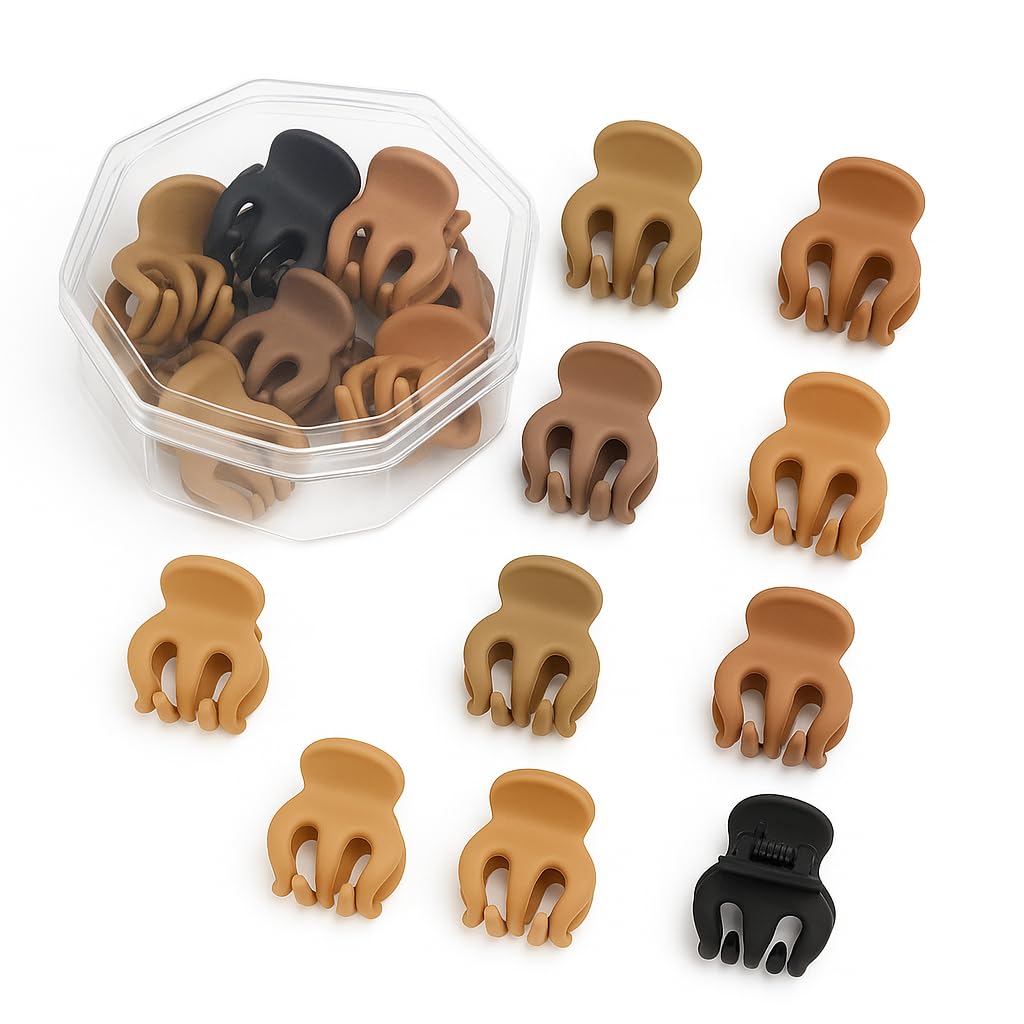 El Regalo 10 Pcs Matte Hair Claw Clips Box Pack - 2.5 cm Mini Claw Hair Styling Tools, Strong Grip Hair Accessories for Women & Girls