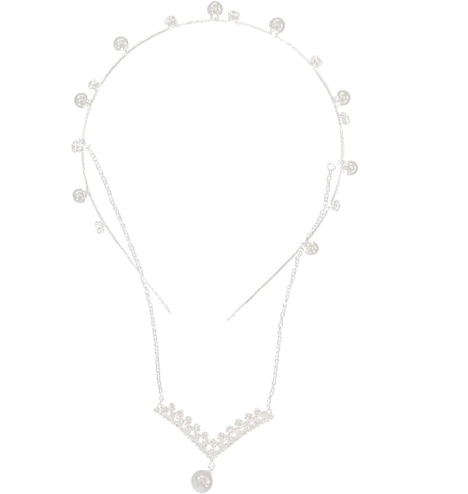 El Regalo Fancy Tiara Pearl Tassel Hairband- Pearl, Rhinestone Crystals Bridal Hairband for Girls & Women