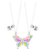 El Regalo Magnetic Butterfly BFF Necklaces for 2, Enamel Butterfly Friendship Magnetic Necklace for Teen Girls Women - Gift for Best Friends/Besties/Sisters (Multi Color Butterflies)