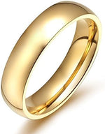 El Regalo Solid Stainless Steel 6mm Plain Classic Band Ring Comfort-Fit for Men Women- Anti Tarnish/Waterproof Plain Dome Stacking Simple Rings Bands Thumb Finger Ring (Gold, 21)