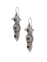 El Regalo Women's & Girl's "Trikoni" Handcrafted Silver Lookalike Oxidized Brass Earrings - Antique Silver Finish - Elegant and Timeless Design (Black)