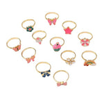 El Regalo 12 Pcs Cute Adjustable Rings Set for Kids/Girls/Women - Colorful Cartoon Enamel Finger Rings | Adjustable Cute Jewelry Gift Box - Butterfly, Flower, Bow, Heart, Cherry Designs (Style-2)