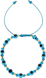 El Regalo 1 PC Evil Eye with Crystals Beads Adjustable Unisex Bracelet for Girls/Boys/Men/Women (Blue)