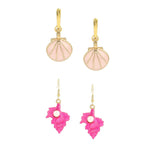 El Regalo 2 Pair Cute Enameled Dangle Studs Earrings Combo for Kids/Girls/Teens & Women- Bright Colors Shell-Flower- Heart-Pearls-Stars Charms Earrings (Option-2)