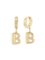 El Regalo Stainless Steel Bubble Name Initials Hoop Earrings- Anti Tarnish, Waterproof Name Letter Personalized Balloon Bubble Drop Earrings for Girls & Women (Name Initial- B)