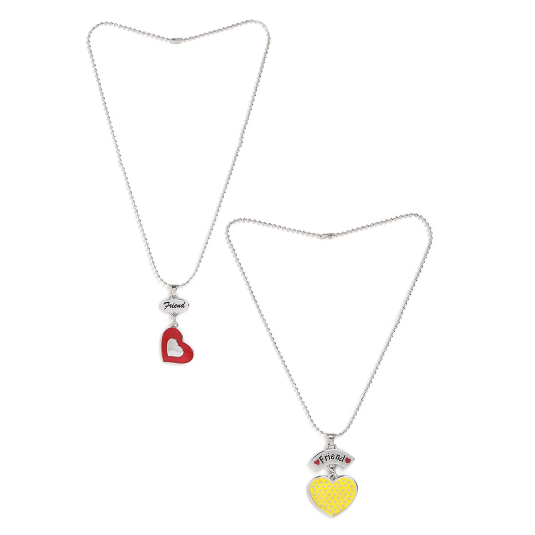 El Regalo 2 PCs Best Friend BFF Enamel Hearts Unisex Pendant Necklaces Set for Kids/Girls/Boys/Besties/Soul Sisters (Option-4)