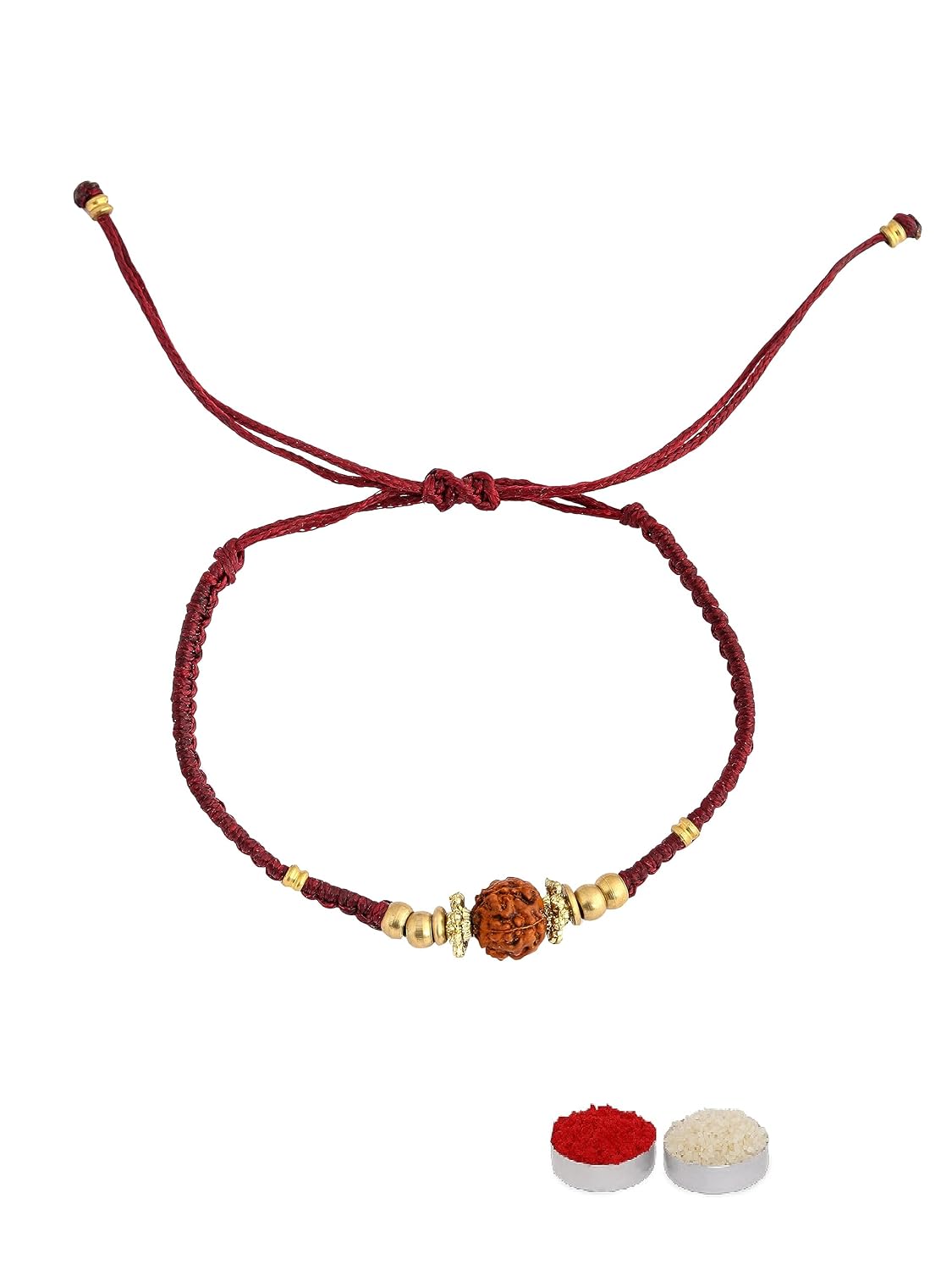 El Regalo Auspicious Rudraksha Rakhi for Brother- Lord Shiva Rudraksha Rakhi with Roli Chawal, Rakhi Message Card in Rakhi Gift Box for Bhai/Nephew (Option-1)