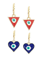 El Regalo 2 Pairs Evil Eye Enameled hypoallergenic Hoop Earrings - Gold Plated Dainty Evil Eye Fashion Earrings for Girls & Women (Option-2)