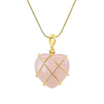 El Regalo Rose Quartz Heart Opal Pendant Necklace for Women & Girls - Elegant Light Pink Crystal Necklace - Romantic Jewelry for Birthday, Anniversary & Valentine's Day