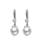 El Regalo Beautiful Rhodium Plated Tiny Pearl Drop Earring for Women and Girls (Pearl Shell Hoop)