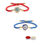 El Regalo 2PCs Designer Evil Eye CZ Rakhi Combo Set for Brothers/Bhaiya-Bhabhi/Brother-Nephew with Roli Chawal, Rakhi Message Card in Rakhi Gift Box