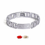 El Regalo 1 PC Designer Stainless Steel Bracelets Rakhi for Brother | 1 PC Anti Tarnish Chain Rakhi with Roli- Chanwal, Message Card in Rakhi Gift Box for Bhai/Bhaiya (Option-9)