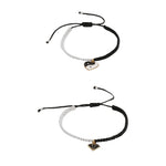 El Regalo 2 PCs Yin Yang Heart & Diamond Charms Handmade Macrame Unisex Couple Bracelets Set | Yin Yang Bracelet Set for Best Friends/Besties