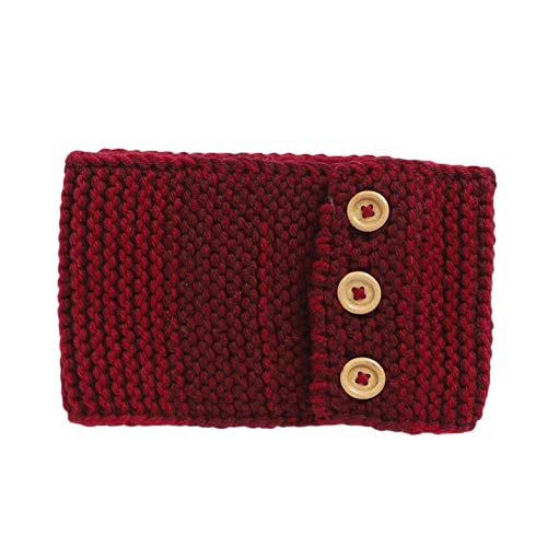 El Regalo 1 PC Knitted Headband with Button Warm Crochet Chunky Ear Warmer for Women | Knitted Headwrap Headband Ear Warmer Hair Muffs Band (Red)