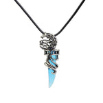 El Regalo Unisex Tooth Pendant Necklaces | Stainless Steel Crystal Pendant Adjustable Black Cord Unisex Necklace for Women & Men (Blue)