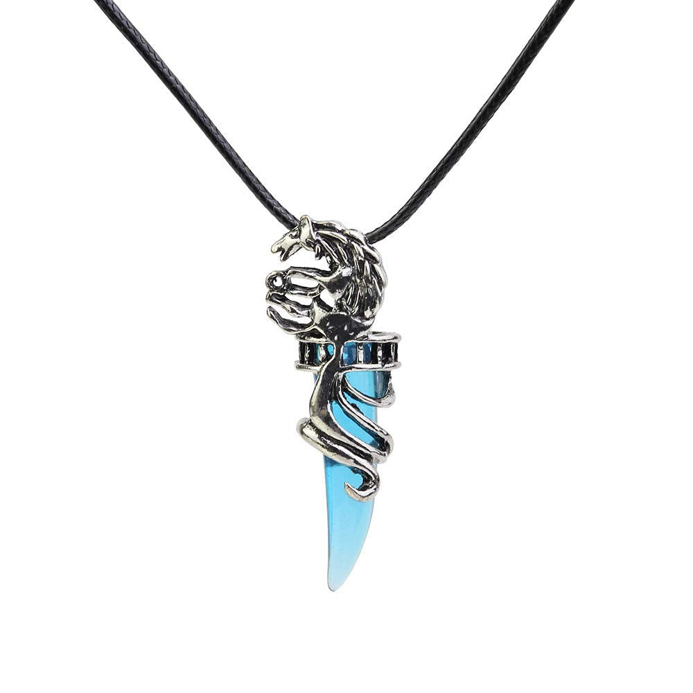 El Regalo Unisex Tooth Pendant Necklaces | Stainless Steel Crystal Pendant Adjustable Black Cord Unisex Necklace for Women & Men (Blue)