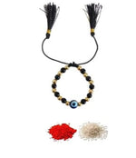 El Regalo Evil Eye Nazaria Rakhi for Babies/Toddler/Kids/Girls & Boys Evil Eye Adjustable Handwoven Nazaria Rakhi for Little Brother/Sister/Niece/Nephew (Evil Eye Nazaria with Tassel)
