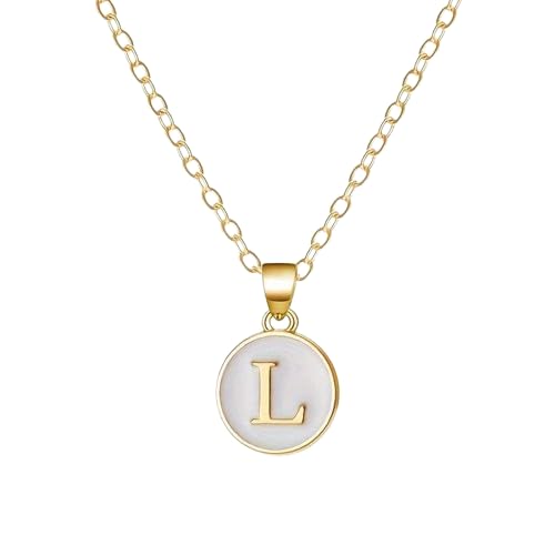 El Regalo Unisex Personalized Name Initial Letters Pendant Necklace-Enamelled Name Initials Pendant with Stainless Steel Chain (L)