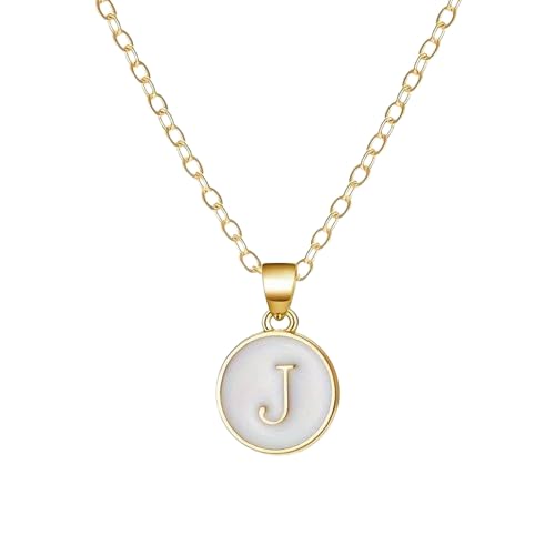 El Regalo Unisex Personalized Name Initial Letters Pendant Necklace-Enamelled Name Initials Pendant with Stainless Steel Chain (J)