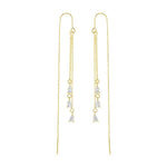 El Regalo Modern Threader Earrings for Women | Long Chain Dangler Earrings with Crystal & Stone Drops | Western Tassel Earrings for Girls | Party Sui Dhaga Thread Earrings (White Threader)