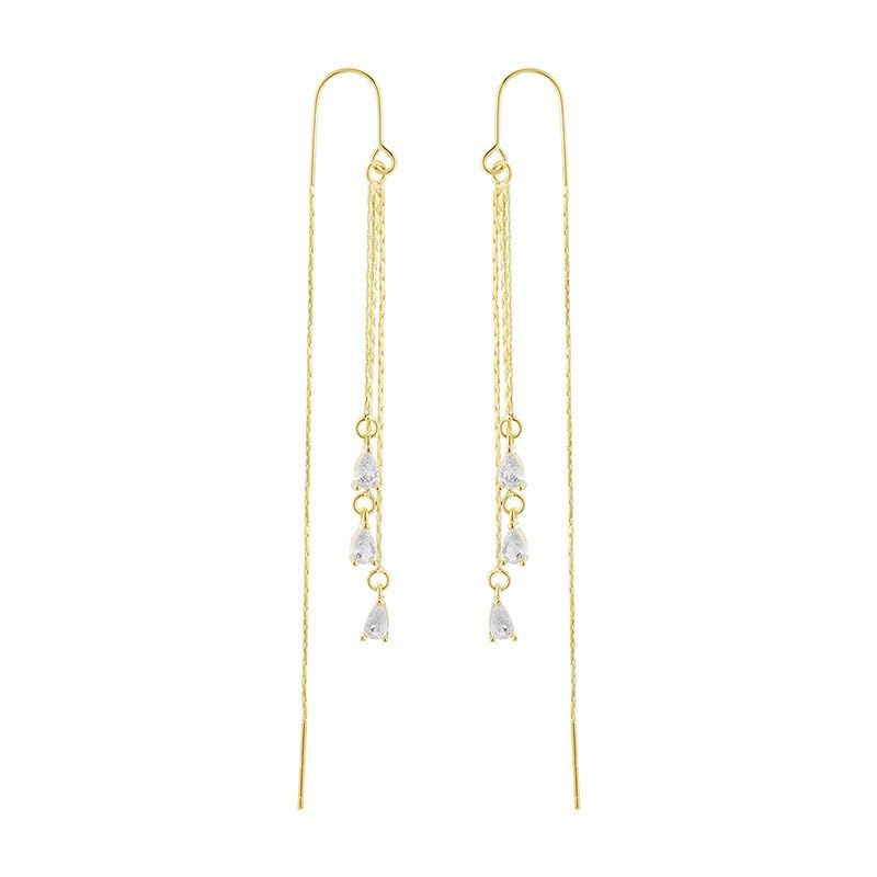 El Regalo Modern Threader Earrings for Women | Long Chain Dangler Earrings with Crystal & Stone Drops | Western Tassel Earrings for Girls | Party Sui Dhaga Thread Earrings (White Threader)