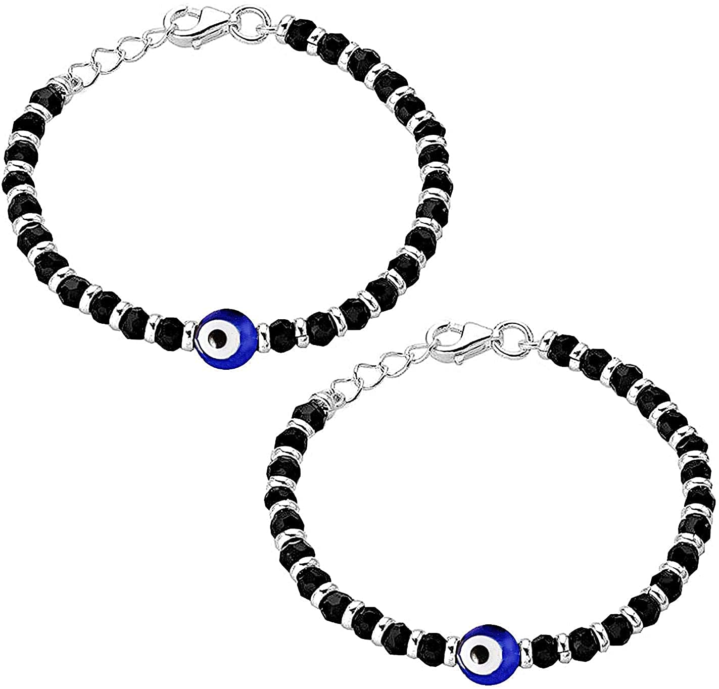 El Regalo Cute Evil Eye Nazaria Anklets cum Bracelet for Babies/Kids | Fancy Evil Eye Black & Silver Color Beads Anklets/Bracelet for Baby Girl & Boys (Evil Eye Nazariya Anklets/Bracelet)