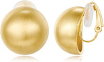 El Regalo Gold Ball Clip-On Earrings for Women & Girls - Brushed Finish Button Style | Classic Non-Pierced Ear Jewelry | Timeless Look